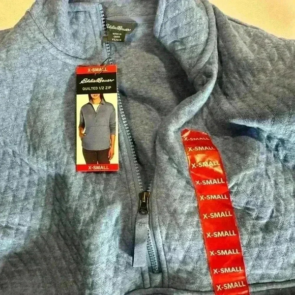 Eddie Bauer Blue Quilted Half Zip Jacket - Picture 4 of 5